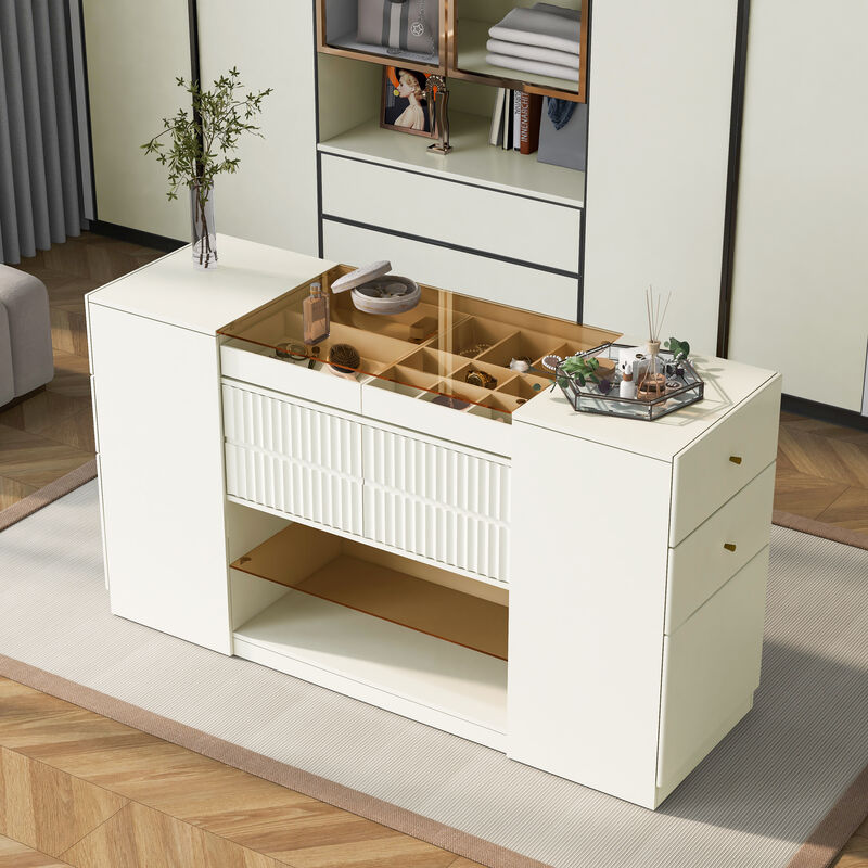 Merax Modern Luxury Island Vanity Dresser and Storage Cabinet
