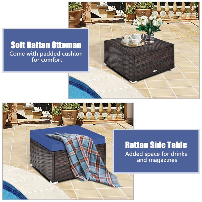 4 Pcs Ottoman Garden Deck Patio Rattan Wicker Furniture Set Cushioned Sofa