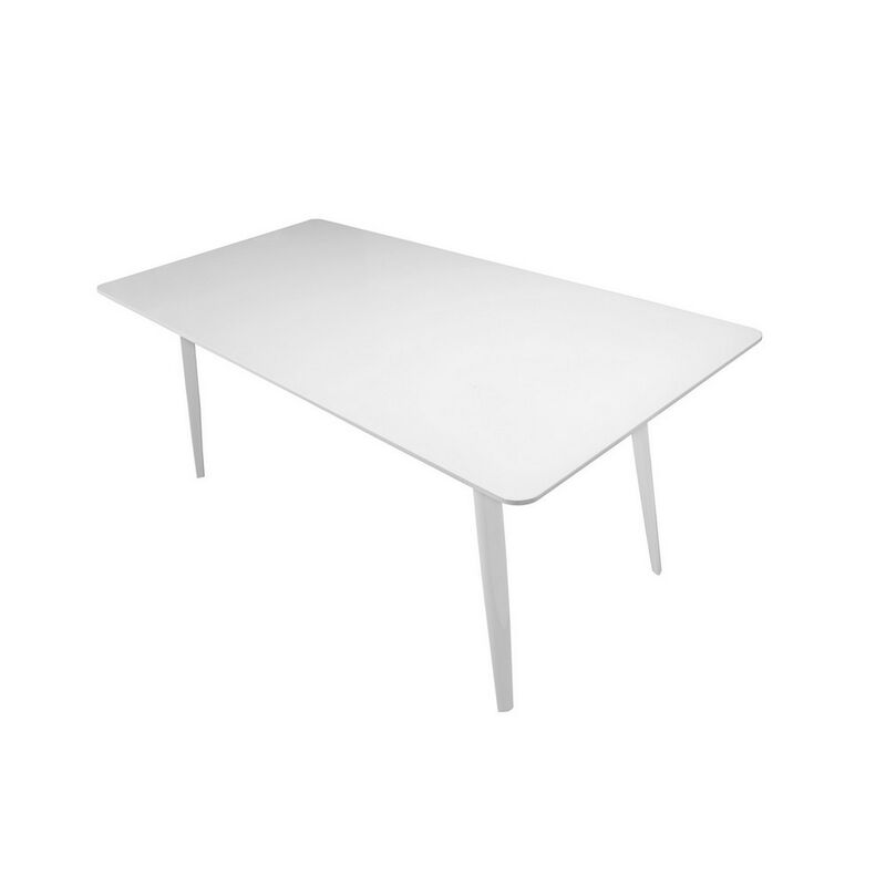 Hle 71 Inch Dining Table, 6 Seater Rectangular Tabletop, White Lacquer - Benzara