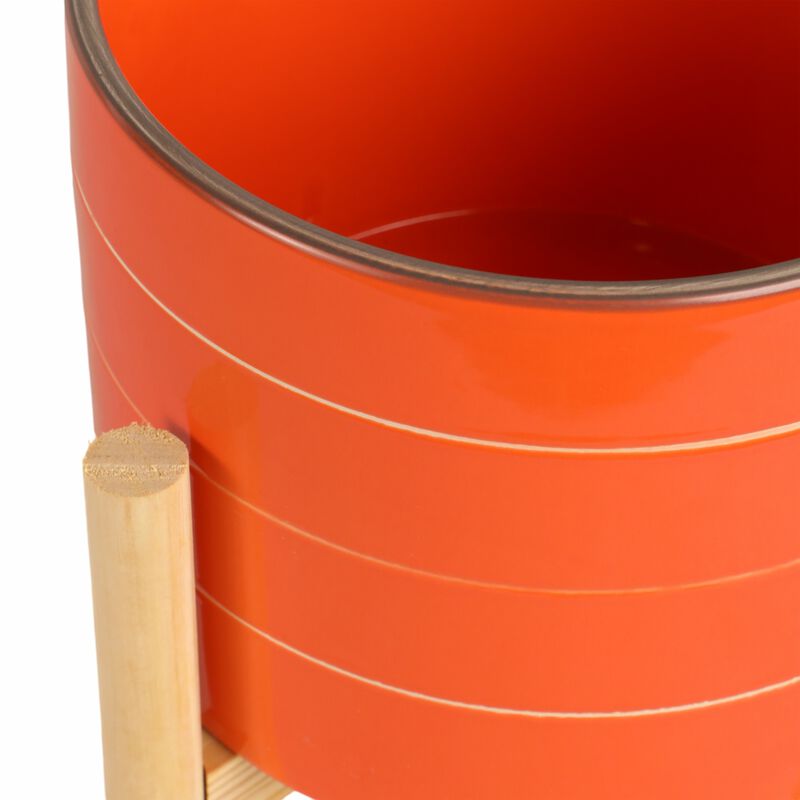 Orange 8" Striped Planter with Stand