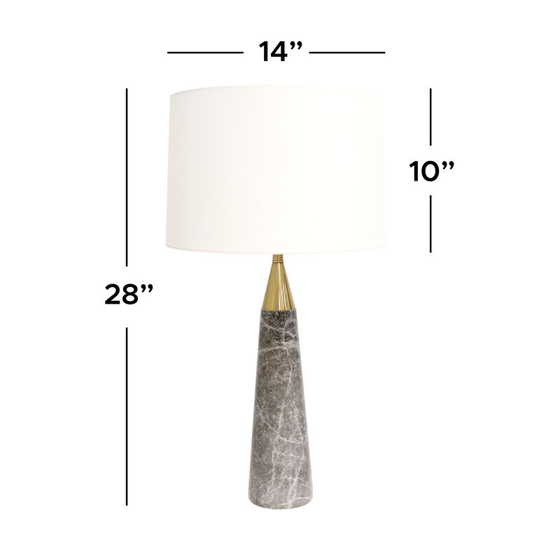 Pasargad Home Radiance Style Marble White/Gold Table Lamp, 28"H