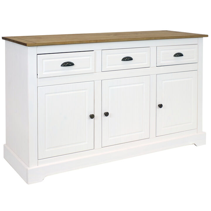 Solid Pine Sideboard with 3 Drawers and 3 Doors