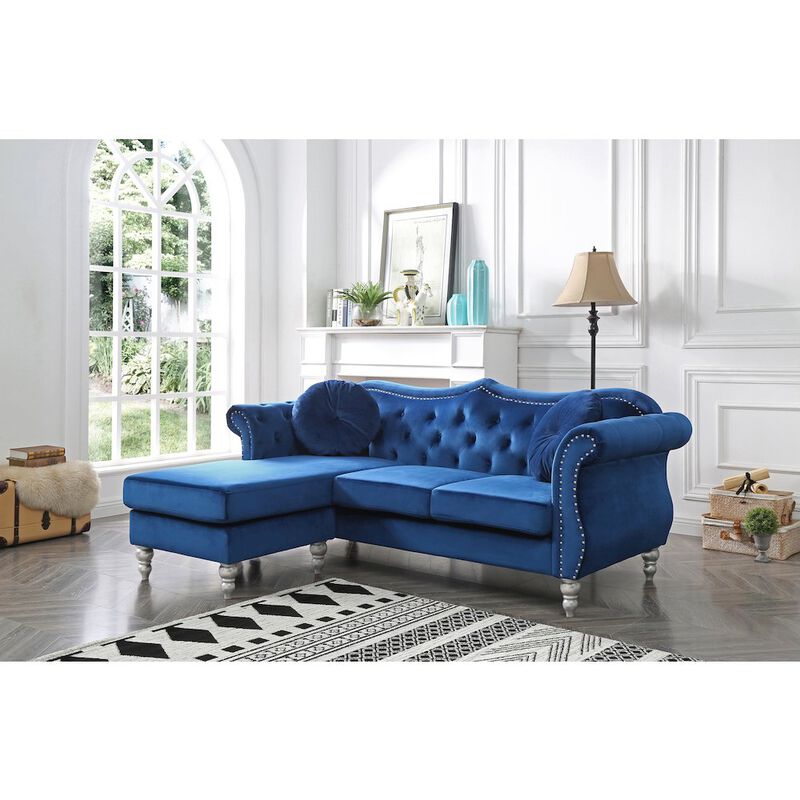 Glory Furniture Hollywood Sofa Chaise in Navy Blue Color