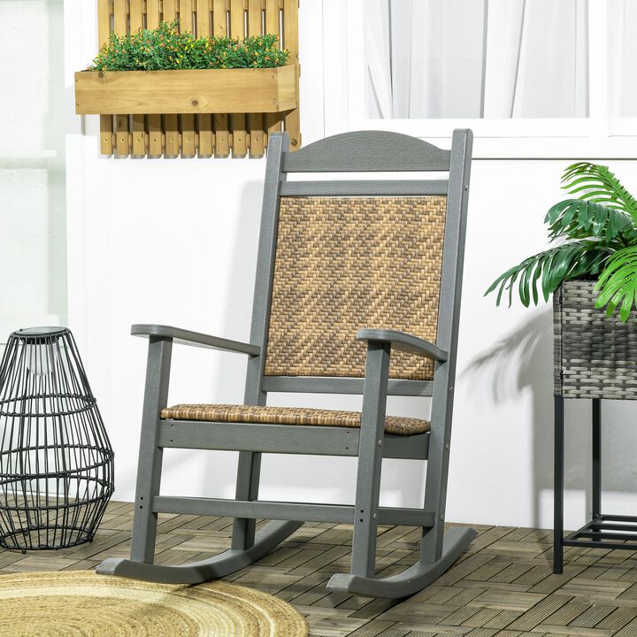 Outdoor Rocking Duo: HDPE Frame Chairs with Padded Seats & PE Rattan