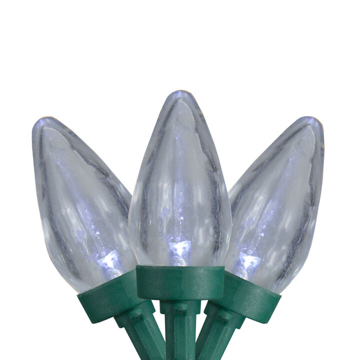 50 Pure White LED C7 Mini Christmas Lights  20.25 ft Green Wire