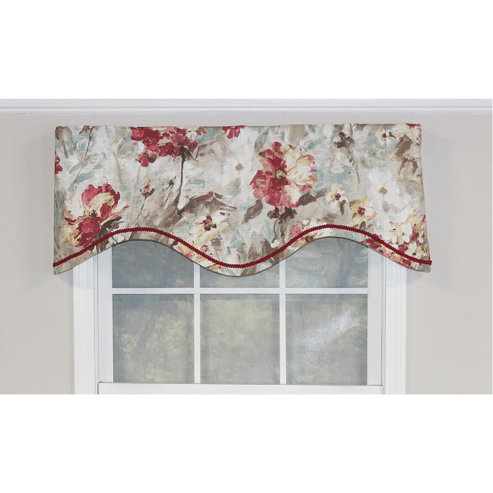 RLF Home Tia Cornice Valance Primrose. 3" Rod Pocket, Elevated trim décor. 50"W X 17"L