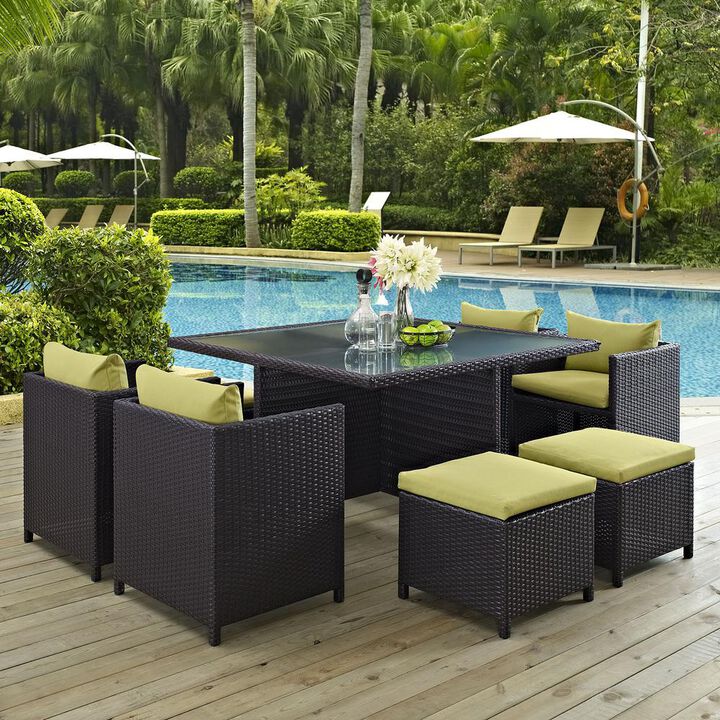 Inverse 9 Piece Outdoor Patio Dining Set - Espresso Peridot