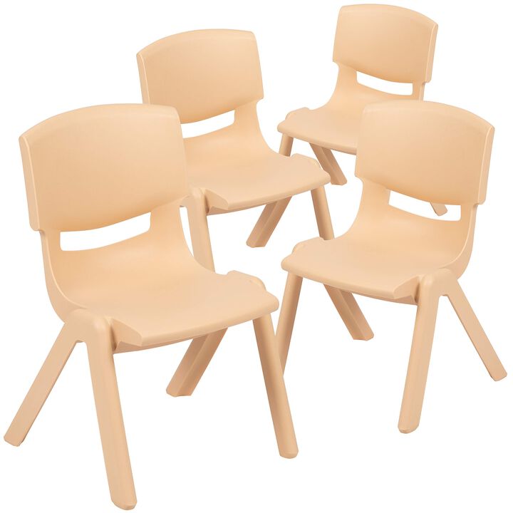 Flash Furniture Whitney 4 Pack Natural Plastic Stackable School Chair with 10.5" Seat Height