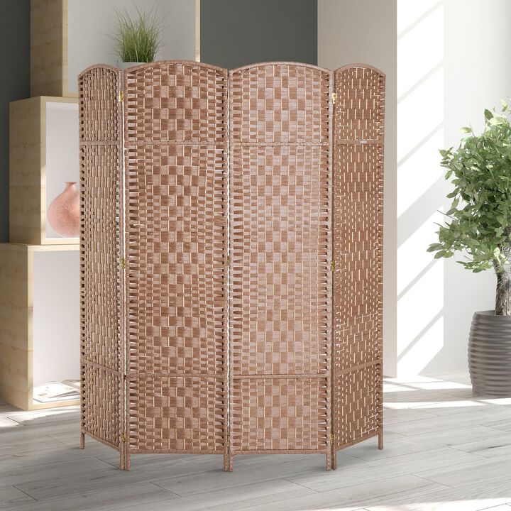 Natural Woven Barrier: 4-Panel 6' Tall Wicker Privacy Screen