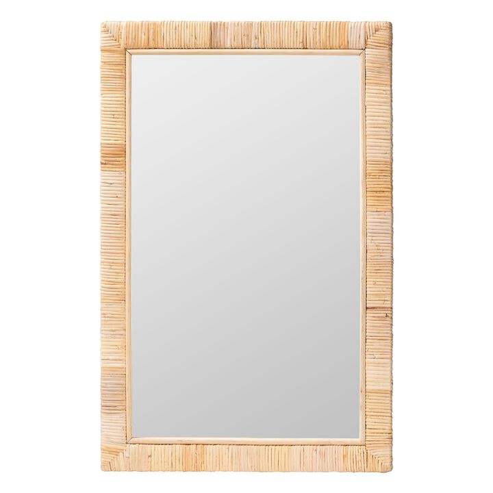 bali & pari Lankston Bohemian Natural Rattan Rectangle Accent Wall Mirror