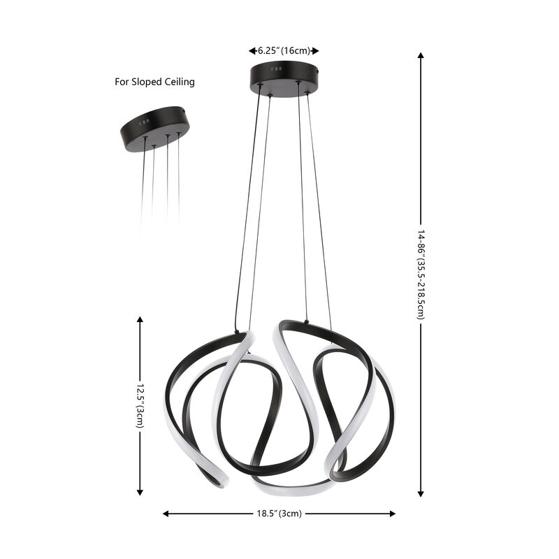 Euphoria 18.5" 1-Light Contemporary Designer Aluminum/Iron Scribble Integrated LED Pendant Light
