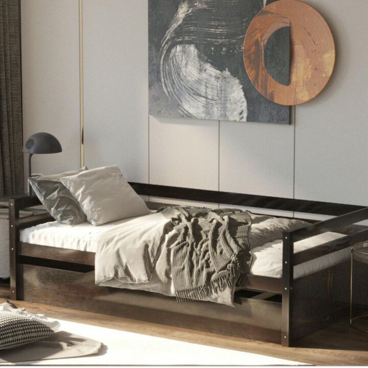 Hivvago Twin Size Wooden Slat Trundle Platform