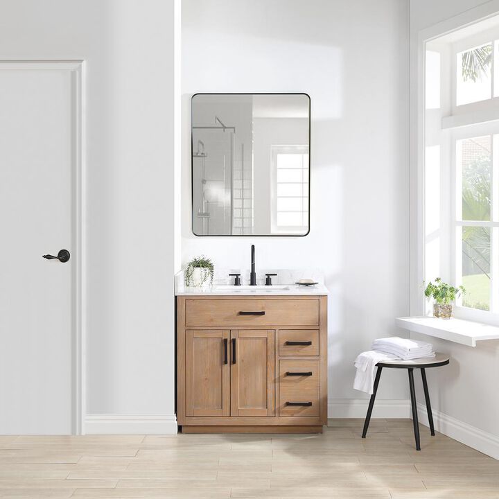 Altair 36 Single Bathroom Vanity in Light Brown without Mirror