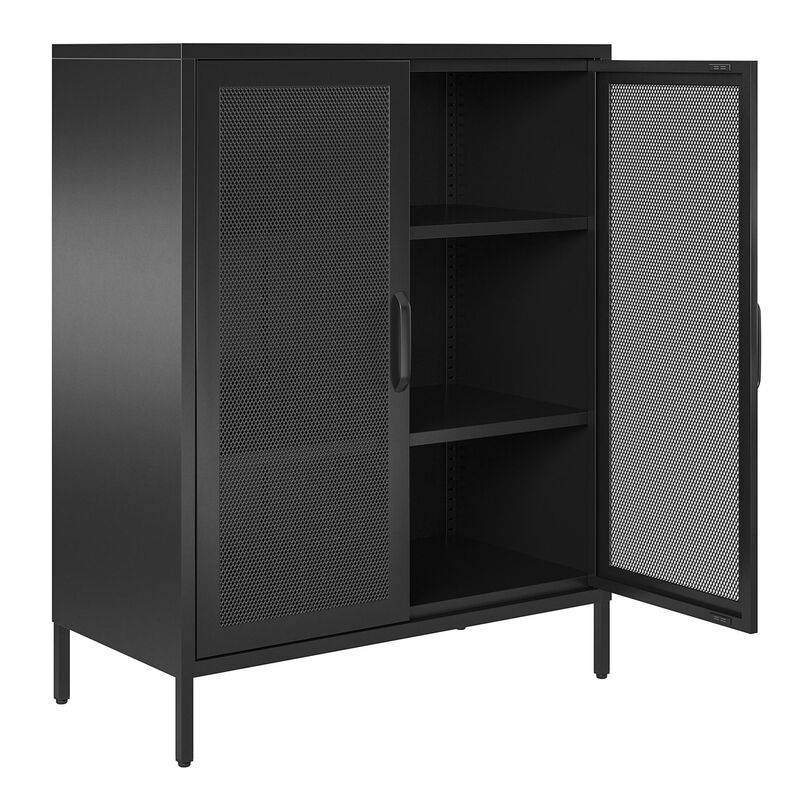 Shadwick 2 Door Metal Locker Storage Cabinet-Mesh Metal Doors