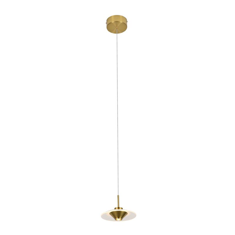 VONN Lighting 1-Light Integrated LED Height Adjustable Pendant Lighting in Antique Brass