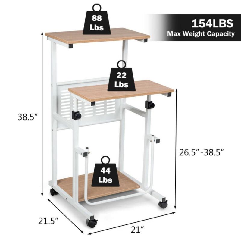 Hivvago Height Adjustable Mobile Computer Stand-Up Desk with 2 Modes