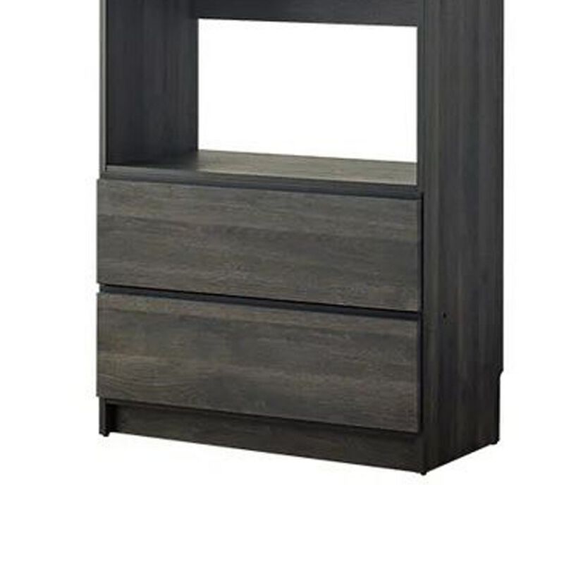 Dee Modular Closet System, 1 Metal Hanging Rod and 2 Drawer, Black Finish
