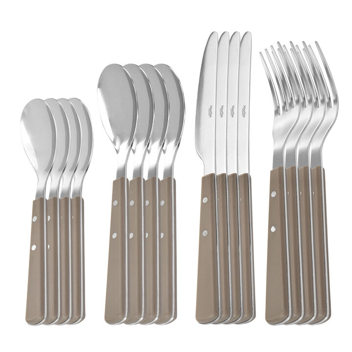 Martha Stewart Garden Cottage 16 Piece Stainless Steel Flatware Set in Taupe