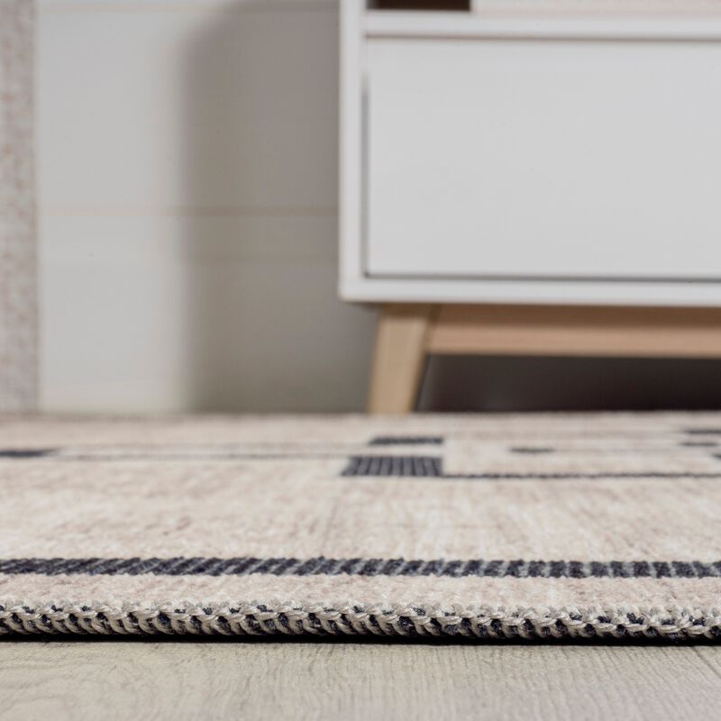 Ashkii Minimalist Medallion Machine Washable Area Rug