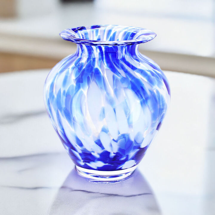Blue Rose Polish Pottery Cobalt Confetti Glass Vase