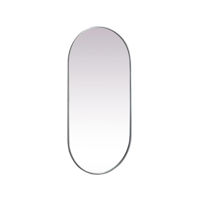 Elegant Decor Metal Frame Oval Mirror 30x60 Inch in Silver