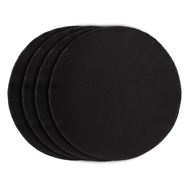 Solino Home 100% Pure Linen Round Table Placemats 14 x 19 Inch Set of 4 | Vesta
