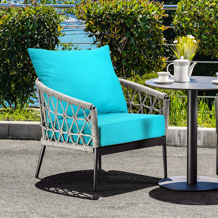 Deep Seat Chair Cushion Pads Set with Rope Belts for Indoor and Outdoor