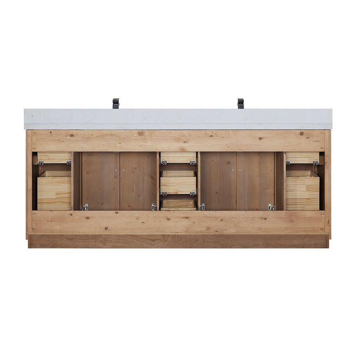 Altair-10 84 Double Bathroom Vanity iwith Grain White Countertop with Mirror