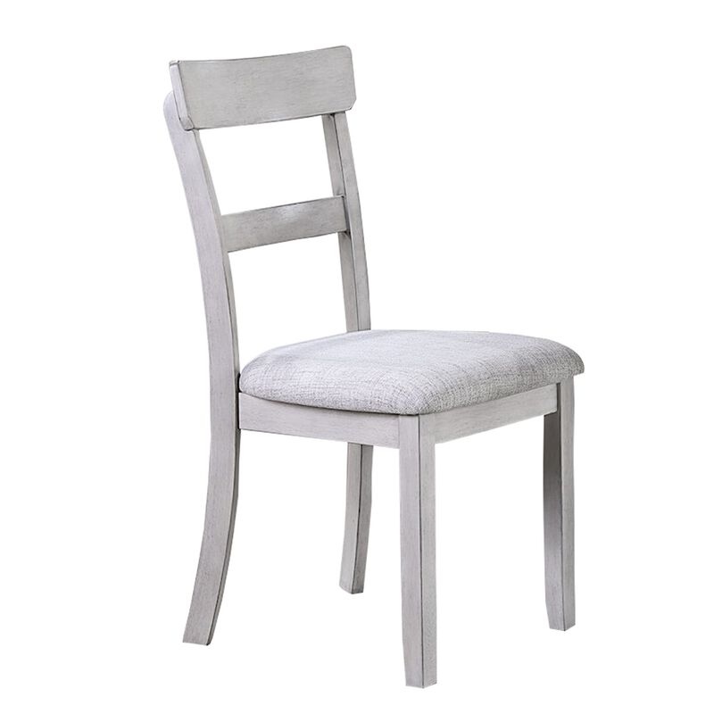 Charlotte 5 Piece Dining Table and Chairs Set, Wood, Farmhouse, White - Benzara