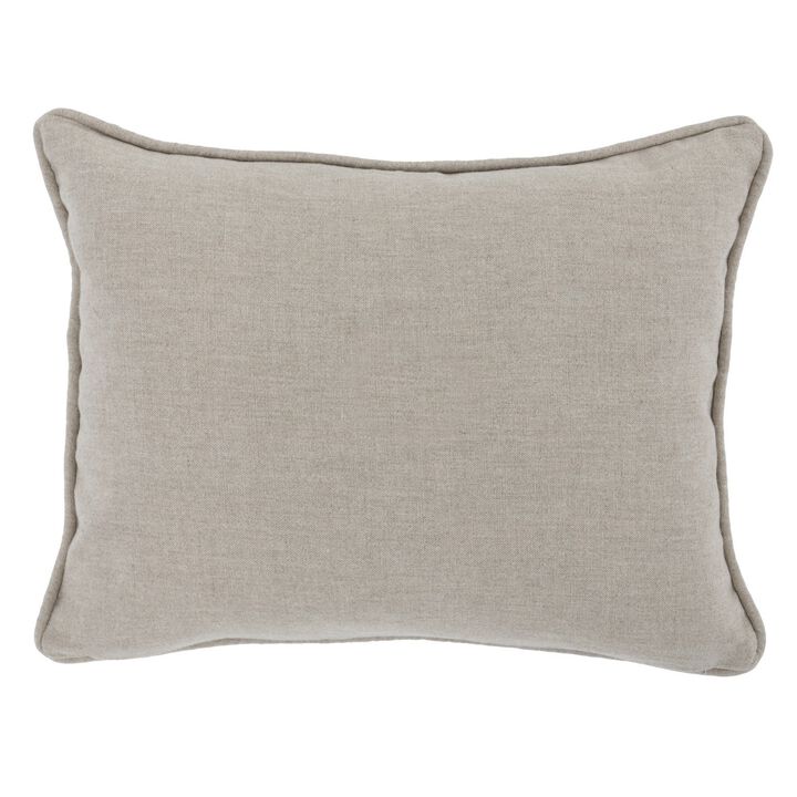 12 x 16 Square Linen Accent Throw Pillow, Tribal Accent, Piped Edges, Ivory-Benzara