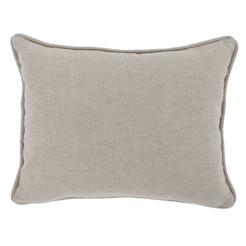 12 x 16 Square Linen Accent Throw Pillow, Tribal Accent, Piped Edges, Ivory-Benzara