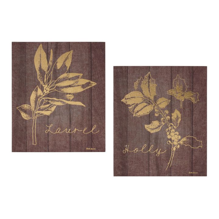 Laurel And Holly Plaque (Set of 2)  Plastic-MDF