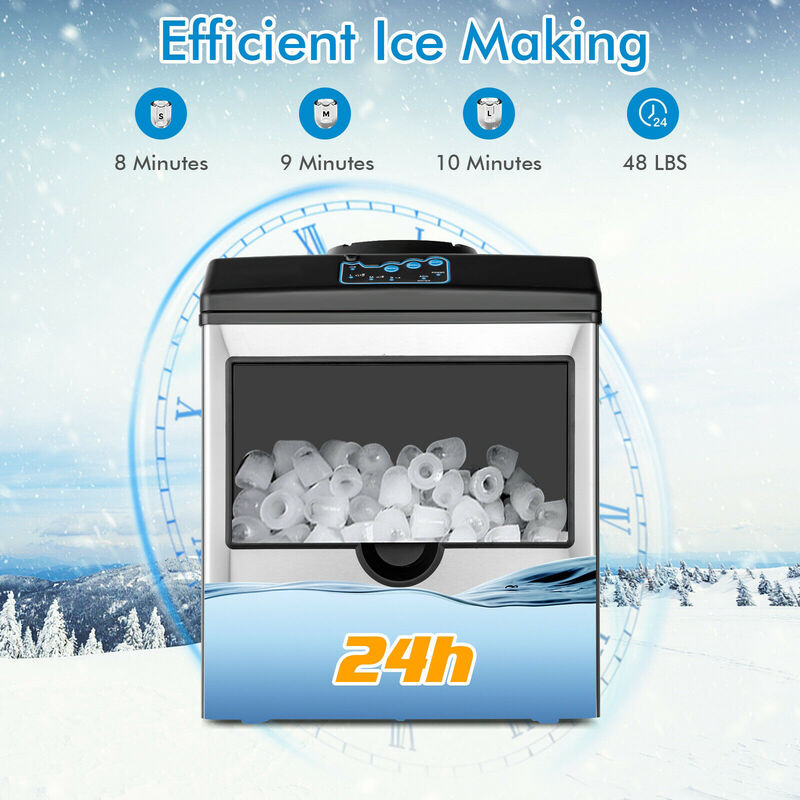2-in-1 Countertop Ice Maker with Built-In Water Dispenser for Home or Office Use