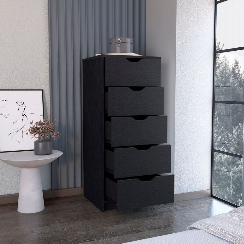 DEPOT E-SHOP Houma 5 Drawers Narrow Dresser, Slim Storage Chest of Drawers