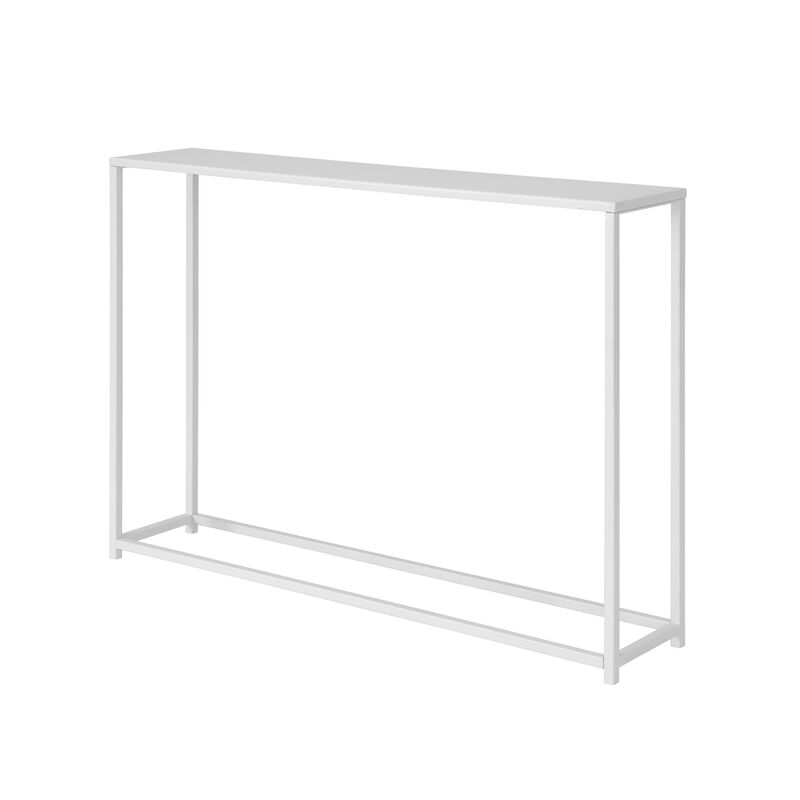 Eme 38 Inch Console Table, Rectangular Top, White Finish Metal Frame  - Benzara