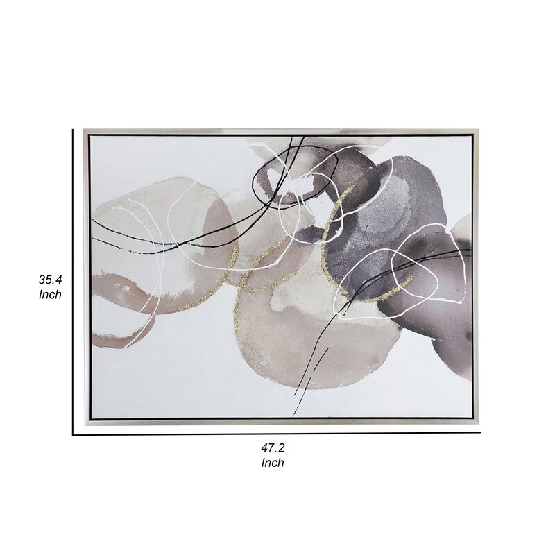 35 x 47 Landscape Abstract Art Watercolor Oil Painting, Mixed Gray, Brown - Benzara