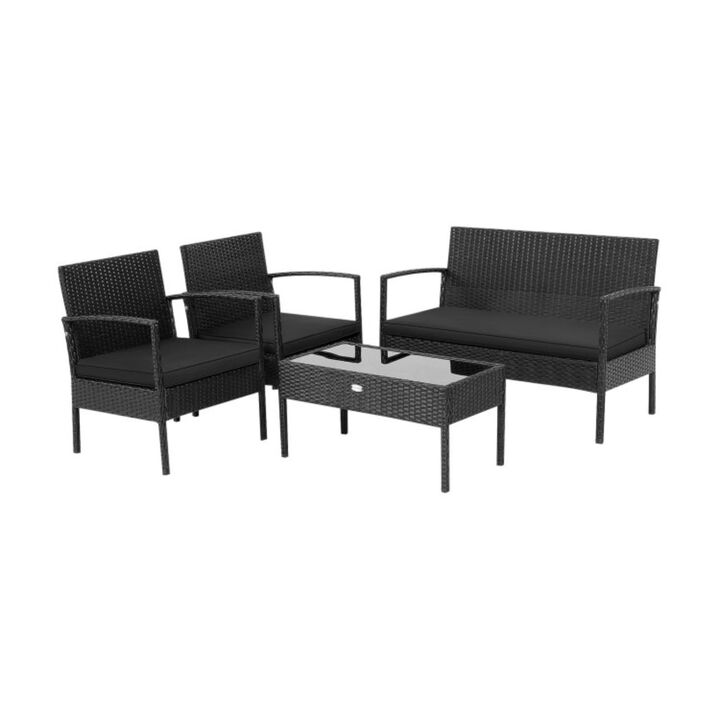 Hivvago 4 Pieces Patio Rattan Furniture Set with Cushion