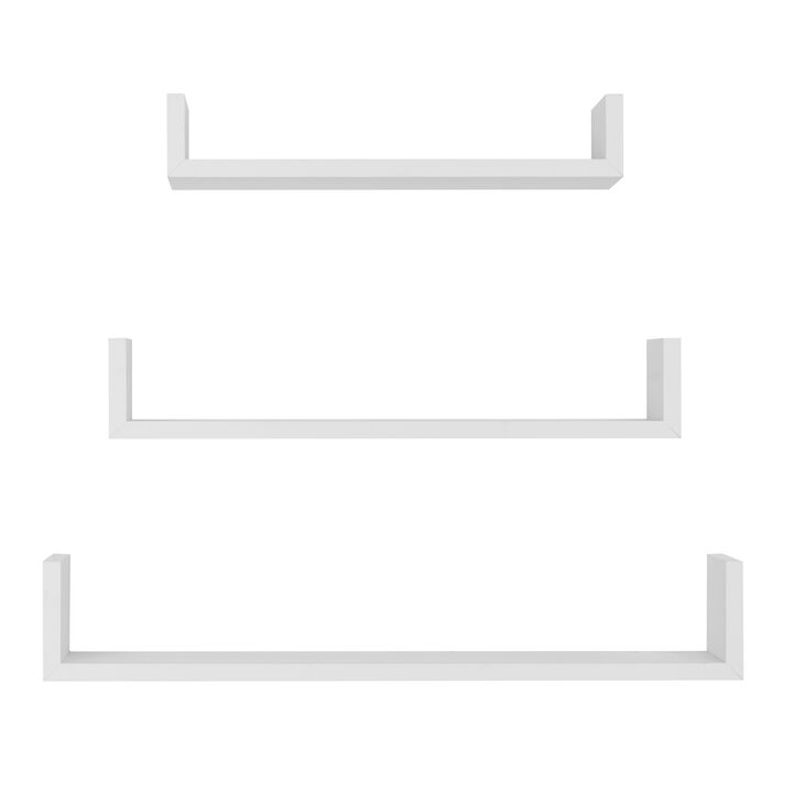 Aalto U-Shaped Floating Wall Shelves - Set of 3 Sizes