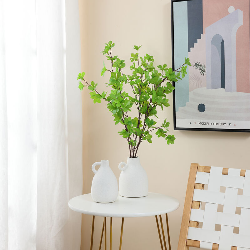 LuxenHome White Ceramic Jug Round Vase