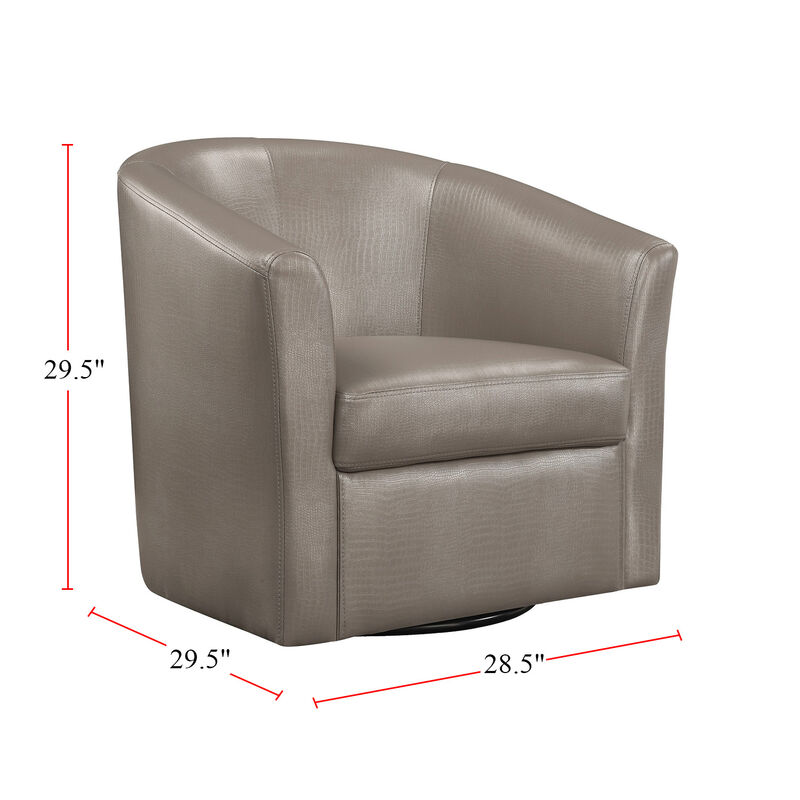 Faux Leather Upholstered Swivel Accent Chair, Champagne