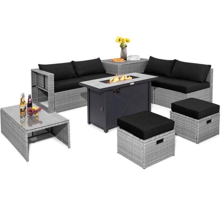 Hivvago 9 Pieces Patio Furniture Set with 42 Inches 60000 BTU Fire Pit