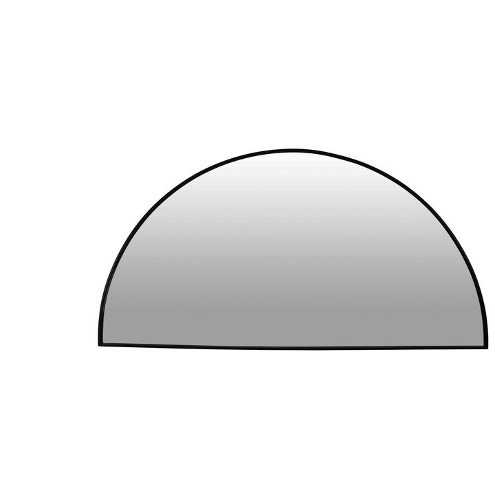 Lima Decorative Wall Mirror, Round Semicircular 30 x 60, Black Frame - Benzara