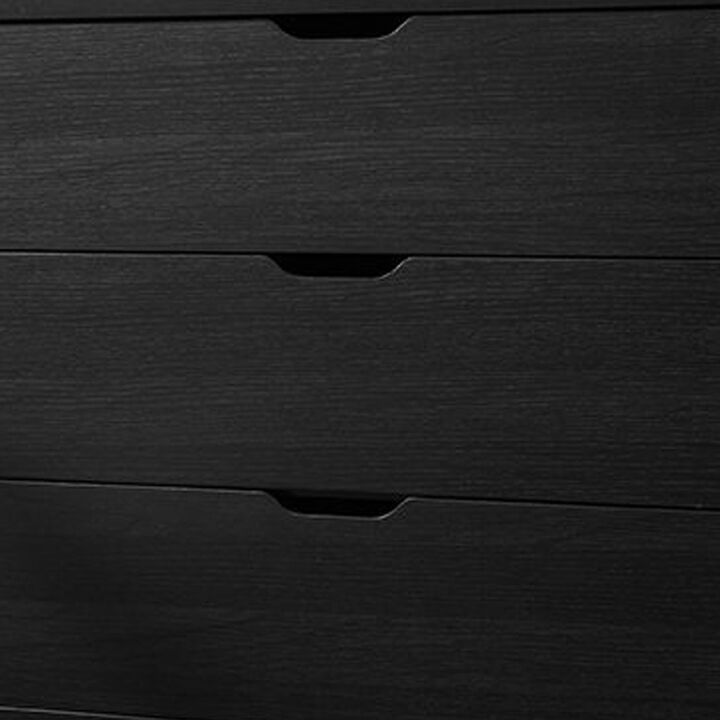 Tall Dresser Chest, 44 Inch Freestanding with 5 Drawers, Classic Black - Benzara