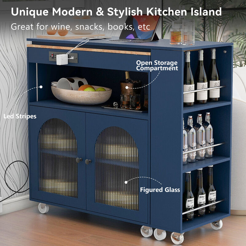 Merax European Rolling Kitchen Island With Extended Table
