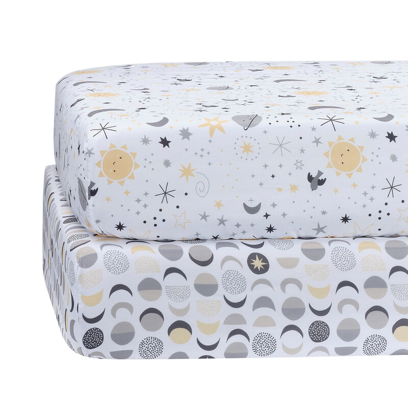 Bedtime Originals Celestial Moon/Stars 2-Pack Fitted Crib/Toddler Sheet Set