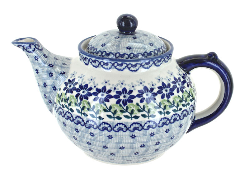 Blue Rose Polish Pottery Red Dahlia Teapot