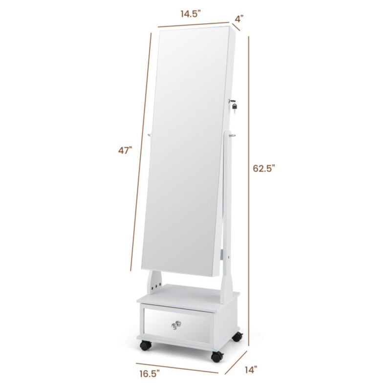 Hivvago 47 Inch Lockable Jewelry Cabinet Armoire with 3-Color LED Lights