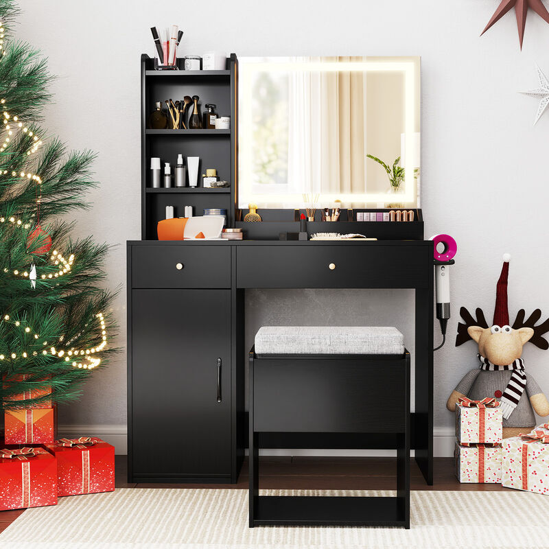 Vanity Dressing Table and Chair Set with Mirror and Lights