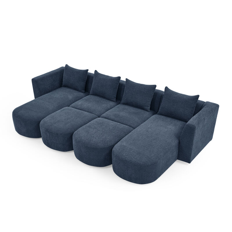 Modular U-Shaped Sectional Sofa Set, Navy Color