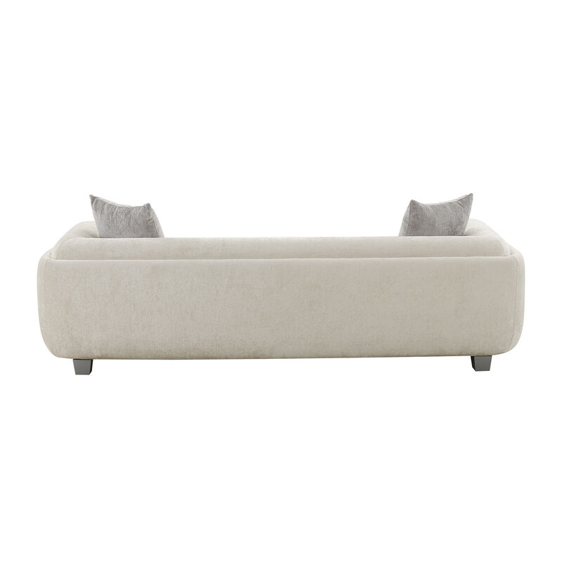 Pasargad Home Bergamo 3 Seater Sofa with 2 Pillows, Ivory